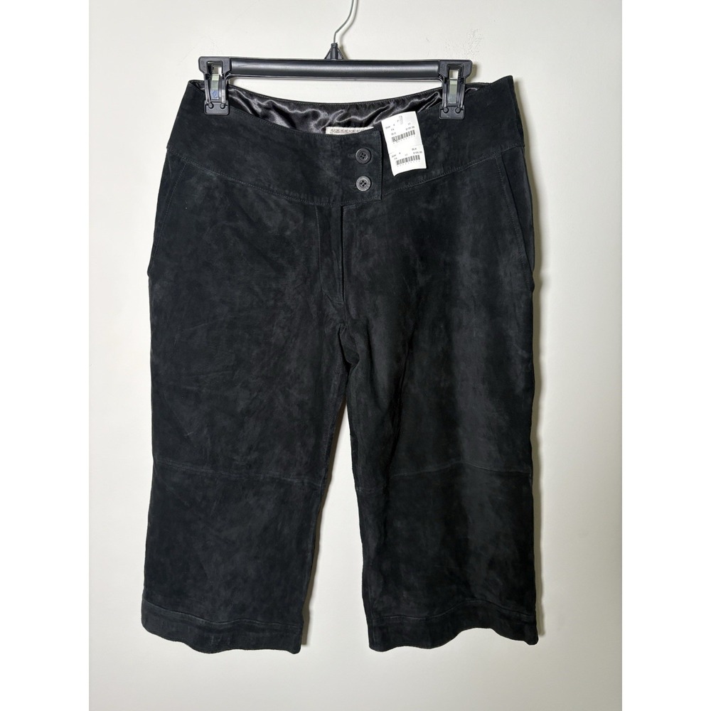 NWT For Joseph 100% Suede Black Capri Crop Pants Bermuda Shorts VTG Y2k 4